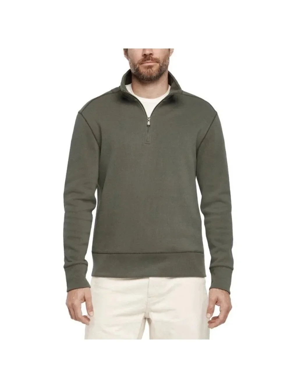 Banana Republic Men's M Olive Green Half-Zip Pullover Sweater Cotton Blend N1475